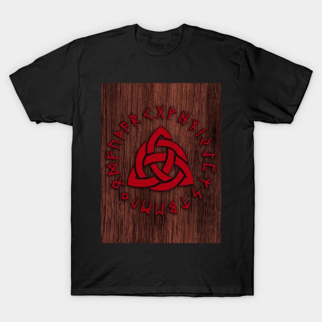 Wooden Celtic Knot Runes T-Shirt by Scar